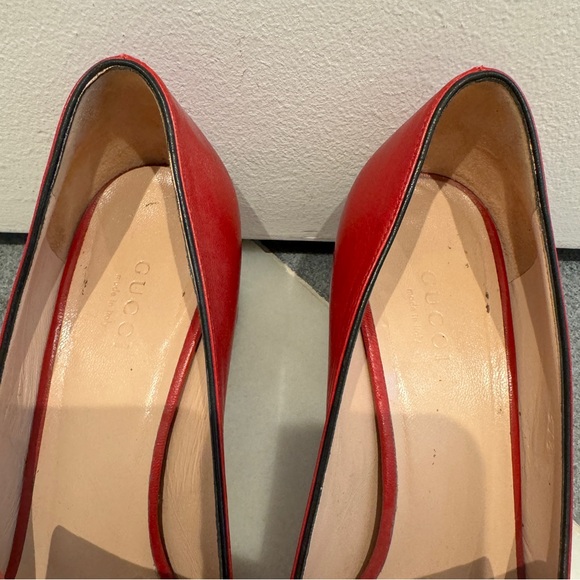 Gucci Marmot Mid-Heel Fringe Loafers in Red - Picture 13 of 14